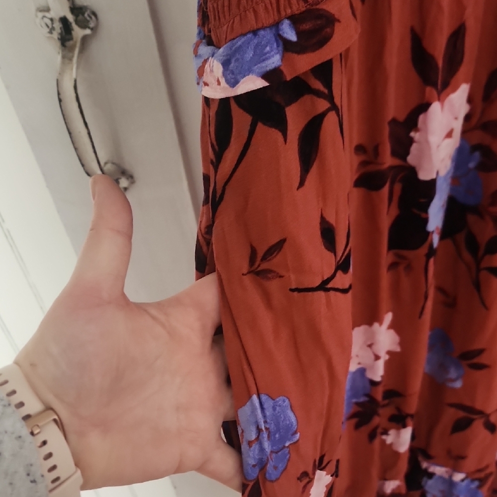 Time and Tru Rust Floral Midi Dress - Picture 3 of 6